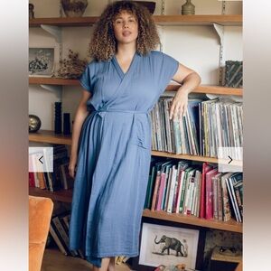 Oddbird Aydin Dress XL - Blue Midi Wrap Dress